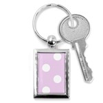 Polka Dots - White on Thistle Violet Key Chain (Rectangle)