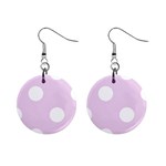 Polka Dots - White on Thistle Violet 1  Button Earrings