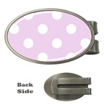 Polka Dots - White on Thistle Violet Money Clip (Oval)