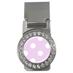 Polka Dots - White on Thistle Violet Money Clip (CZ)