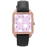 Polka Dots - White on Thistle Violet Rose Gold Leather Watch