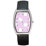 Polka Dots - White on Thistle Violet Barrel Style Metal Watch