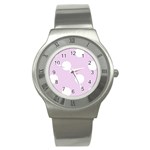 Polka Dots - White on Thistle Violet Stainless Steel Watch