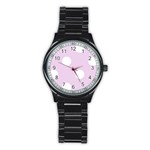Polka Dots - White on Thistle Violet Stainless Steel Round Watch