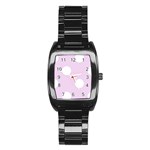 Polka Dots - White on Thistle Violet Stainless Steel Barrel Watch