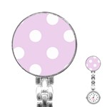 Polka Dots - White on Thistle Violet Stainless Steel Nurses Watch