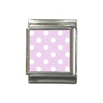 Polka Dots - White on Thistle Violet Italian Charm (13mm)
