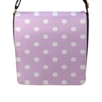 Polka Dots - White on Thistle Violet Flap Closure Messenger Bag (L)