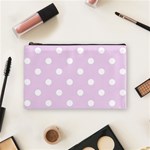 Polka Dots - White on Thistle Violet Cosmetic Bag (M)