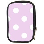 Polka Dots - White on Thistle Violet Compact Camera Leather Case