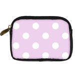 Polka Dots - White on Thistle Violet Digital Camera Leather Case