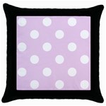 Polka Dots - White on Thistle Violet Throw Pillow Case (Black)