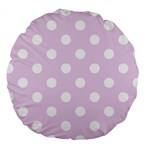 Polka Dots - White on Thistle Violet Large 18  Premium Round Cushion