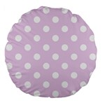 Polka Dots - White on Thistle Violet Large 18  Premium Flano Round Cushion