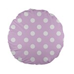 Polka Dots - White on Thistle Violet Standard 15  Premium Round Cushion