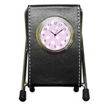 Polka Dots - White on Thistle Violet Pen Holder Desk Clock