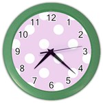 Polka Dots - White on Thistle Violet Color Wall Clock