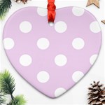 Polka Dots - White on Thistle Violet Heart Ornament (Two Sides)