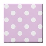 Polka Dots - White on Thistle Violet Tile Coaster