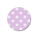 Polka Dots - White on Thistle Violet Rubber Coaster (Round)