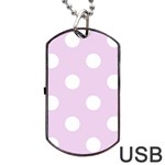Polka Dots - White on Thistle Violet Dog Tag USB Flash (One Side)