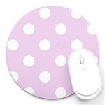 Polka Dots - White on Thistle Violet Round Mousepad