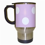 Polka Dots - White on Thistle Violet Travel Mug (White)