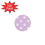 Polka Dots - White on Thistle Violet 1  Mini Button (100 pack)