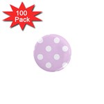 Polka Dots - White on Thistle Violet 1  Mini Magnet (100 pack)
