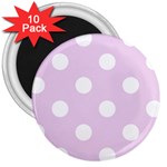 Polka Dots - White on Thistle Violet 3  Magnet (10 pack)