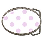 Polka Dots - Thistle Violet on White Belt Buckle