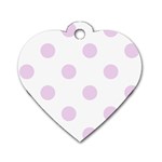 Polka Dots - Thistle Violet on White Dog Tag Heart (Two Sides)