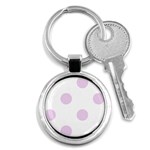 Polka Dots - Thistle Violet on White Key Chain (Round)