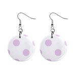 Polka Dots - Thistle Violet on White 1  Button Earrings