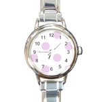 Polka Dots - Thistle Violet on White Round Italian Charm Watch