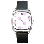 Polka Dots - Thistle Violet on White Square Metal Watch