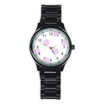 Polka Dots - Thistle Violet on White Stainless Steel Round Watch