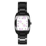 Polka Dots - Thistle Violet on White Stainless Steel Barrel Watch