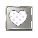 Polka Dots - Thistle Violet on White Mega Link Heart Italian Charm (18mm)