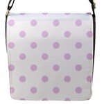 Polka Dots - Thistle Violet on White Flap Closure Messenger Bag (S)