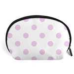 Polka Dots - Thistle Violet on White Accessory Pouch (Large)