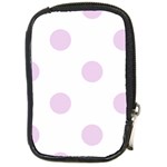 Polka Dots - Thistle Violet on White Compact Camera Leather Case