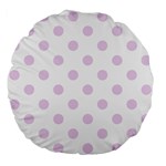 Polka Dots - Thistle Violet on White Large 18  Premium Flano Round Cushion