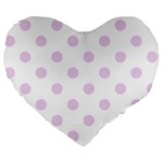 Polka Dots - Thistle Violet on White Large 19  Premium Heart Shape Cushion
