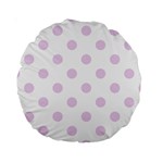 Polka Dots - Thistle Violet on White Standard 15  Premium Round Cushion