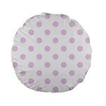 Polka Dots - Thistle Violet on White Standard 15  Premium Flano Round Cushion