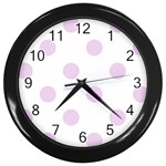 Polka Dots - Thistle Violet on White Wall Clock (Black)