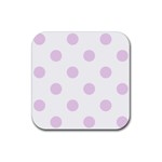 Polka Dots - Thistle Violet on White Rubber Coaster (Square)