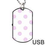 Polka Dots - Thistle Violet on White Dog Tag USB Flash (Two Sides)