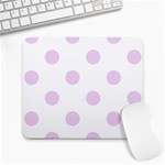 Polka Dots - Thistle Violet on White Large Mousepad